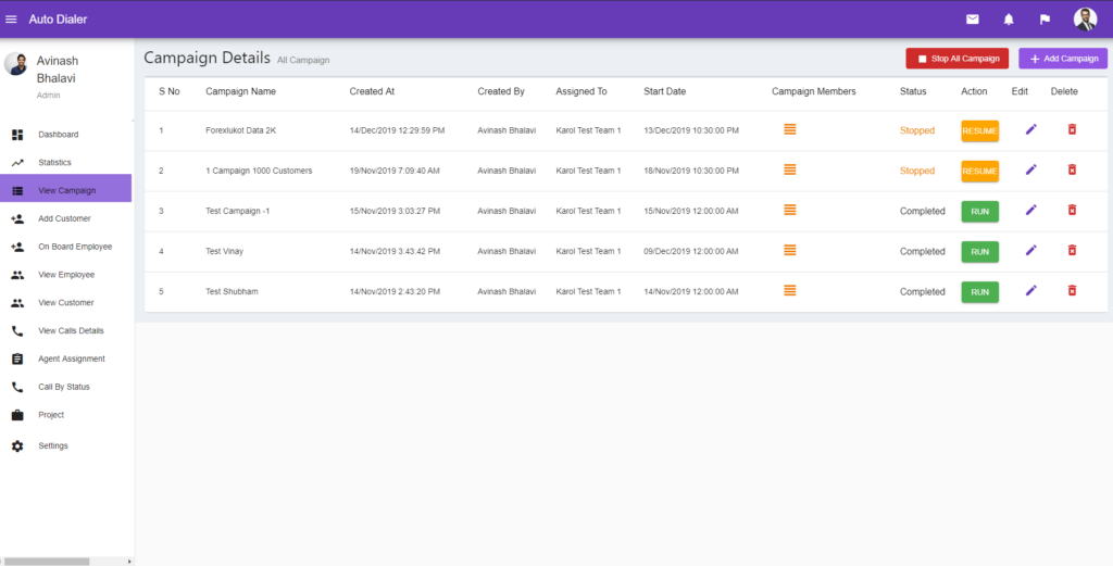 Autodailer dashboard